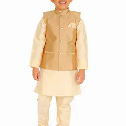 Pro-Ethic STYLE DEVELOPER Boys Cream-Coloured Kurta with Pyjamas & Nehru Jacket-32