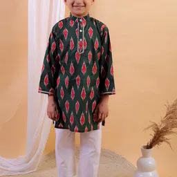 JUNITOS Boys Printed Regular Pure Cotton Kurta with Pyjamas-16