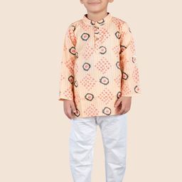 JUNITOS Boys Printed Regular Pure Cotton Kurta with Pyjamas-15