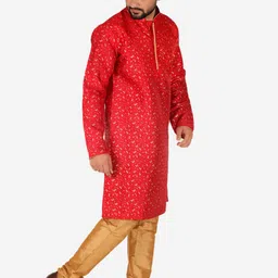 Pro-Ethic STYLE DEVELOPER Men Printed Pure Silk Kurta with Pyjamas image 4