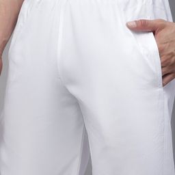 Anouk Cream-Coloured & White Band Collar Mirror Work Kurta With Pyjamas image 3
