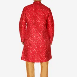 Pro-Ethic STYLE DEVELOPER Men Printed Pure Silk Kurta with Pyjamas image 3