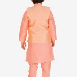 Pro-Ethic STYLE DEVELOPER Boys Pink Kurta with Pyjamas & Nehru Jacket image 3