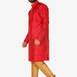 Pro-Ethic STYLE DEVELOPER Men Printed Pure Silk Kurta with Pyjamas image 2