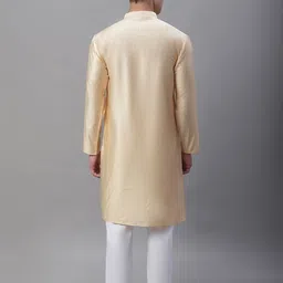 Anouk Cream-Coloured & White Band Collar Mirror Work Kurta With Pyjamas image 5