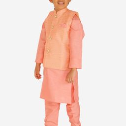Pro-Ethic STYLE DEVELOPER Boys Pink Kurta with Pyjamas & Nehru Jacket image 4