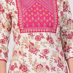 UNISETS Floral Printed Thread Work Kurta with Pyjamas & Dupatta image 5