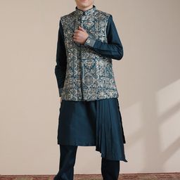 Manyavar Boys Regular Kurta and Pyjama with Nehru Jacket-image-0