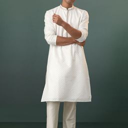 VASTRAMAY Floral Embroidered Thread Work Straight Kurta & Pyjama-22