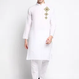 DEVOILER Ethnic Motifs Printed Mandarin Collar Regular Kurta with Pyjamas image 1