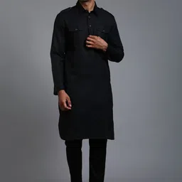 VASTRAMAY Shirt Collar Kurta With Trousers-image-69