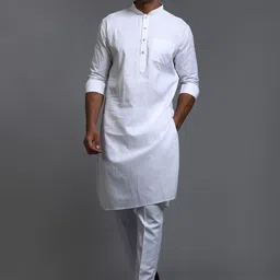 VASTRAMAY Band Collar Straight Kurta With Trousers-41