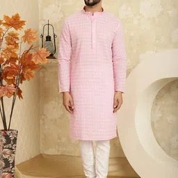SOJANYA Ethnic Motifs Embroidered Regular Thread Work Pure Cotton Kurta with Churidar-picture-17