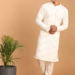 VASTRAMAY Embroidered Regular Mirror Work Kurta & Churidar-picture-25