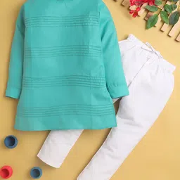 BAESD Boys Pin Tucks Mandarin Collar Cotton Silk Straight Kurta With Pyjamas-picture-30