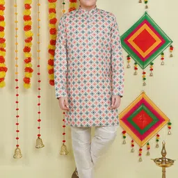 Jeetethnics Boys Ethnic Motifs Printed Sequined Kurta with Pyjamas-picture-25