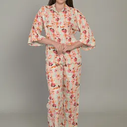 MAYSIXTY Floral Printed Lapel Collar Night Suit-picture-47