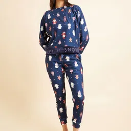 Sweet Dreams Round Neck Long Sleeves Women Printed Night suit-picture-34
