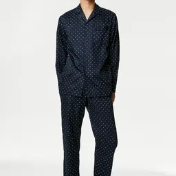 Marks & Spencer Polka Dots Printed Pure Cotton Night suit-picture-16