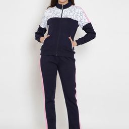 FLOSBERRY Women Navy Blue Solid Cotton Tracksuits-image-58
