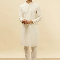 Manyavar Self Design Sequined Regular Kurta with Pyjamas image 1