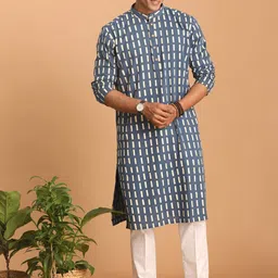 SHVAAS by VASTRAMAY Geometric Printed Pure Cotton Sustainable Kurta with Pyjamas-picture-53