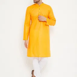 VASTRAMAY Mandarin Collar Straight Kurta With Churidar-image-49