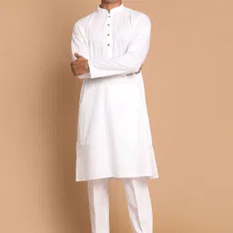 VASTRAMAY Mandarin Collar Straight Kurta with Pyjamas-picture-24