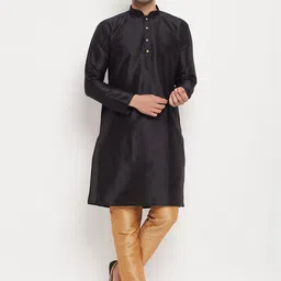 VASTRAMAY Mandarin Collar Straight Kurta with Pyjamas-image-98