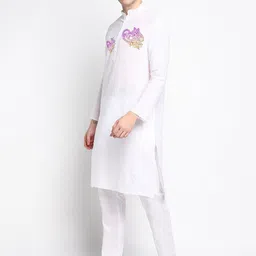 DEVOILER Ethnic Motifs Printed Mandarin Collar Regular Kurta with Pyjamas image 4
