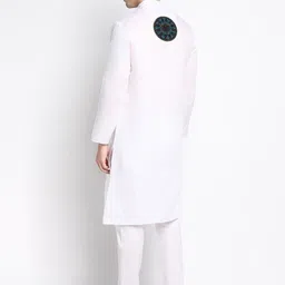 DEVOILER Ethnic Motifs Printed Band Collar Long Sleeve Regular Kurta With Pyjama image 4