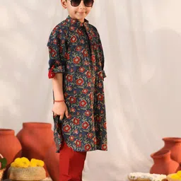 VASTRAMAY Boys Floral Printed Regular Kurta with Pyjamas image 4