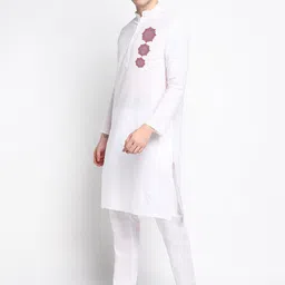 DEVOILER Ethnic Motifs Printed Band Collar Long Sleeve Regular Kurta With Pyjama image 5