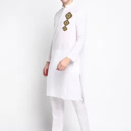 DEVOILER Ethnic Motifs Printed Band Collar Kurta With Pyjamas image 5
