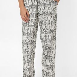 UnderJeans by Spykar Men Off White & Black Printed Lounge Pants-picture-7