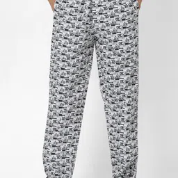 Underjeans by Spykar Men White & Grey Printed Cotton Regular Fit Lounge Pants-picture-24