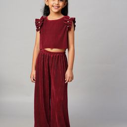 LIL DRAMA Girls Round Neck Top with Palazzos-picture-45