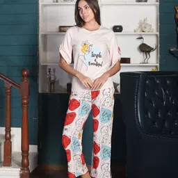 MAYSIXTY Graphic Printed Pure Cotton T-shirt With Pyjamas-image-35