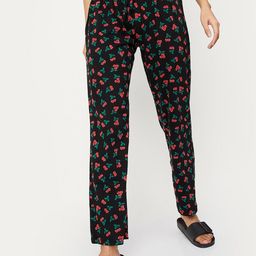 max Women Black Quirky Printed Cotton Lounge Pant-image-96