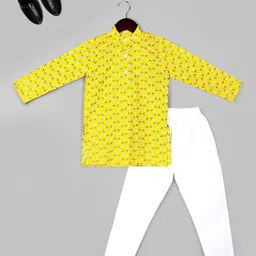 Naughty Ninos Boys Ethnic Motifs Printed Pure Cotton Straight Kurta with Pyjamas-41