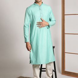 Manyavar Men Green Kurta with Pyjamas-picture-36