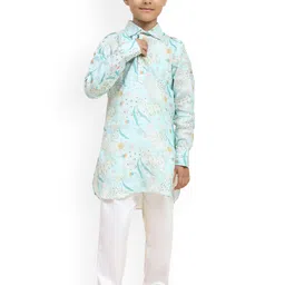 BAESD Boys Abstract Printed Pathani Linen Kurta With Pyjama-picture-39