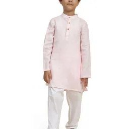 BAESD Boys Mandarin Collar Linen Straight Kurta With Pyjama-picture-12