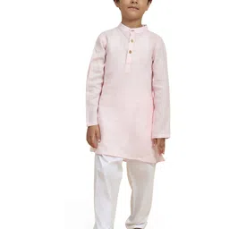 BAESD Boys Mandarin Collar Linen Straight Kurta with Pyjamas-picture-51
