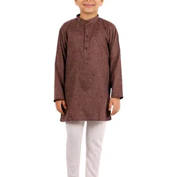 Superminis Boys Coffee Brown & Grey Solid Kurta with Pyjamas-28