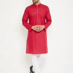 VASTRAMAY Men Maroon Kurta with Churidar-image-95