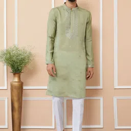 See Designs Men Embroidered Regular Thread Work Kurta with Pyjamas-10