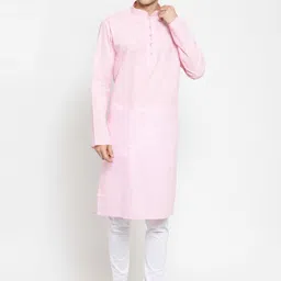 RG DESIGNERS Men Pink Solid Regular Kurta With Pyjamas-picture-18