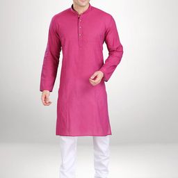RG DESIGNERS Men Pink & White Solid Kurta with Pyjamas-picture-31