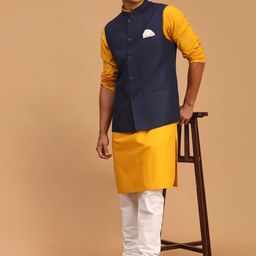 VASTRAMAY Men Cotton Nehru Jacket Kurta with Churidar-24